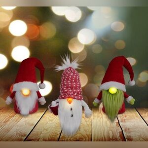 NEW Plush LED Christmas Trio Gnome Set